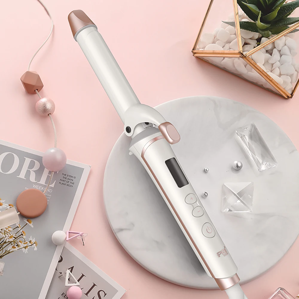 Щипцы для завивки волос PRITECH с 6 настройками температуры, автоматическое отключение, вращающиеся щипцы для завивки волос с керамическим покрытием и ЖК-дисплеем