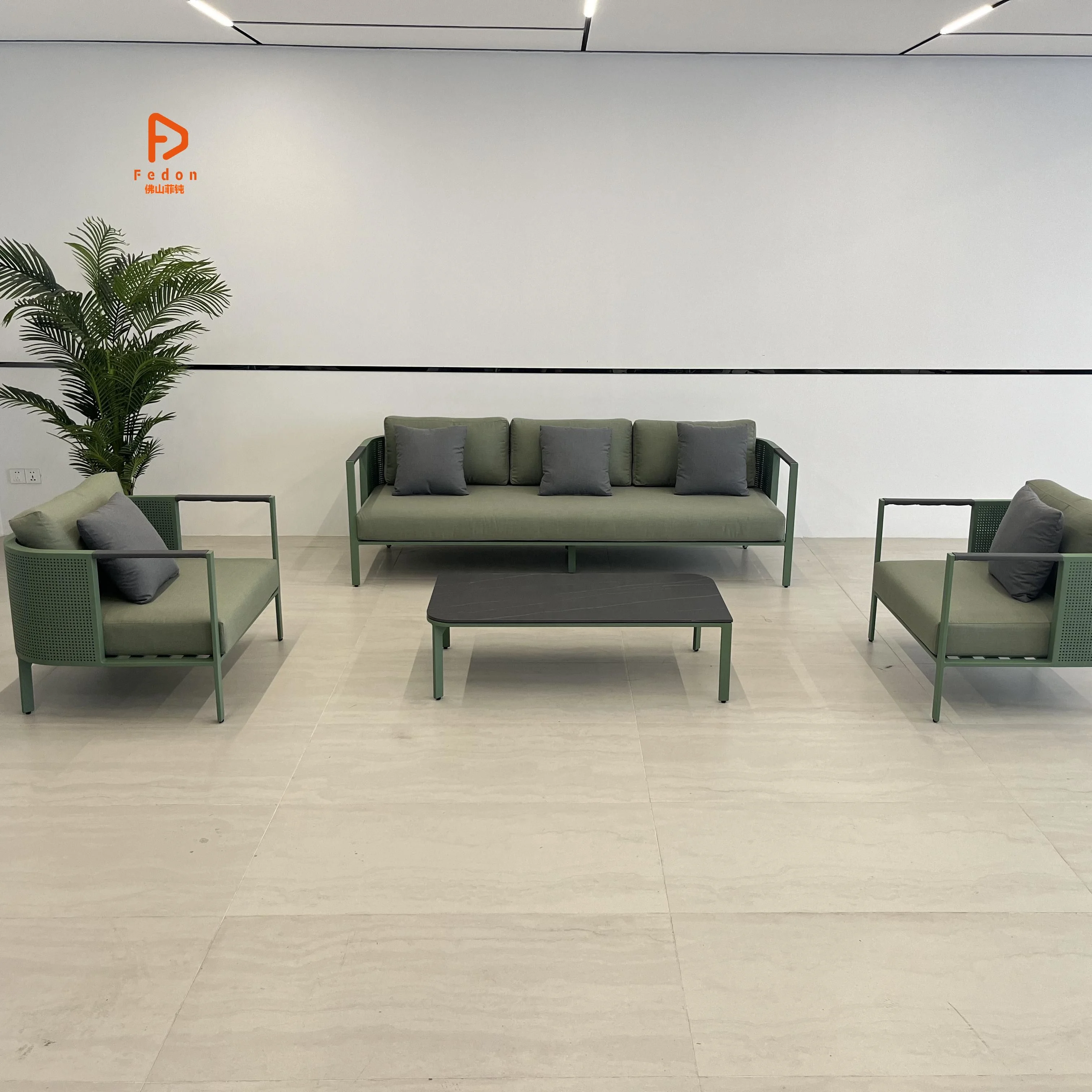 Fully aluminum gardening sofa with Tai Wan olefin cushions durable living sofa set
