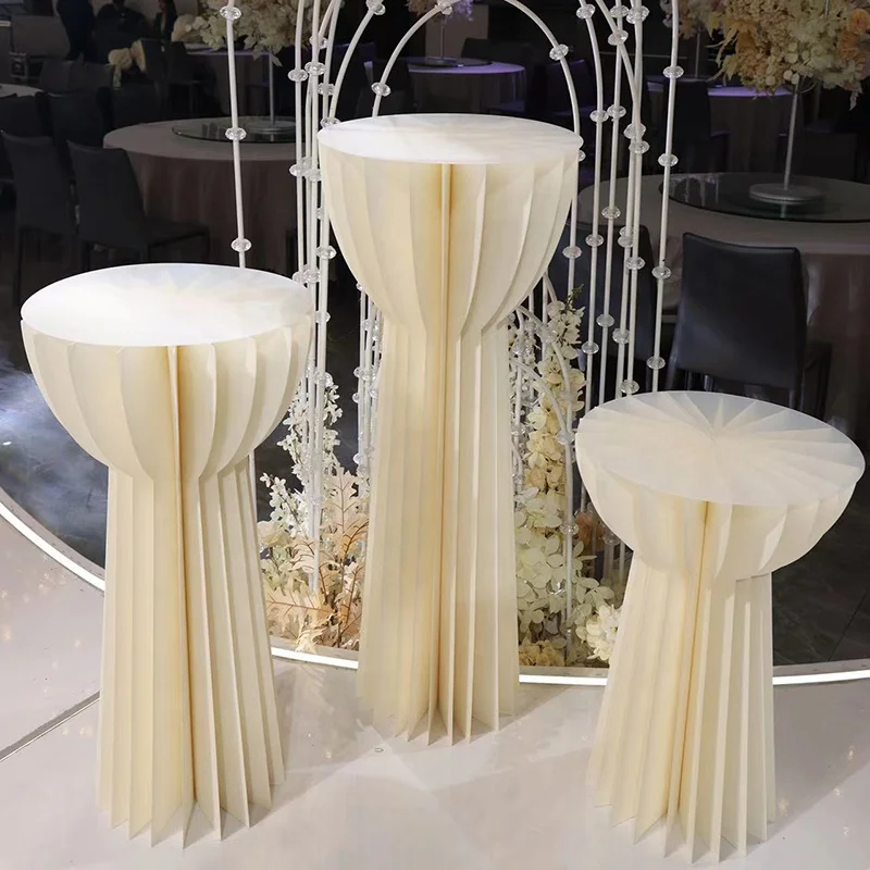 3 Pcs Party Decoration Paper Folding Cylinder Pedestal Display Rack Pillars For Wedding DIY Dessert Cake Table Stand Columns
