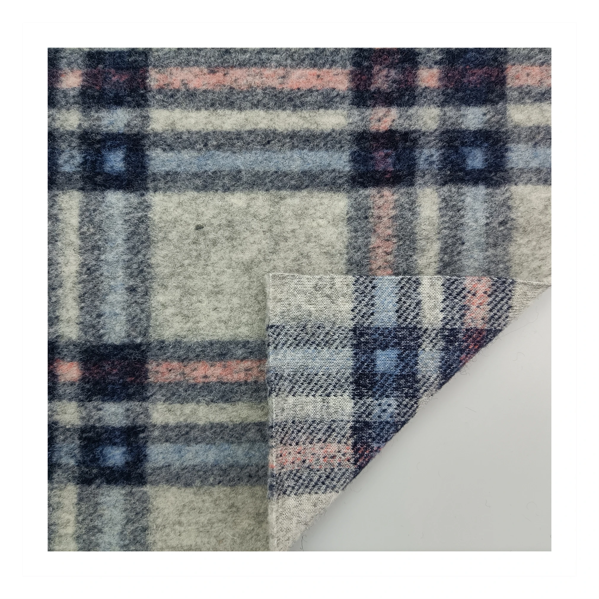 Стильная клетчатая жаккардовая шерстяная меховая ткань из шерсти для одежды/домашнего текстиля/игрушек