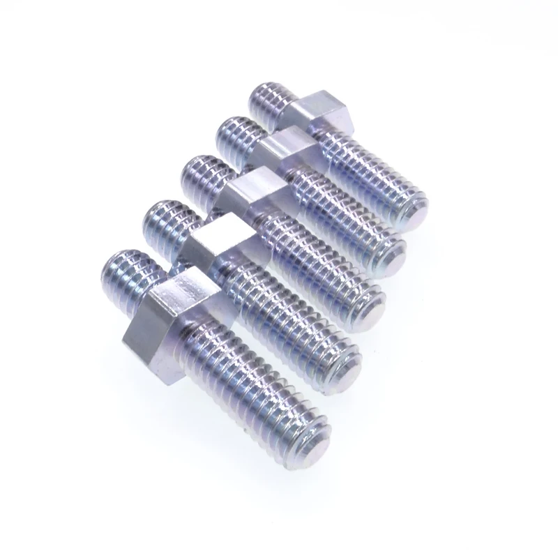 Fastener cnc lathe part double end threaded stud with hex bolt nut for car automobile