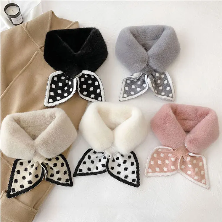 Fancy new design carry lamb cashmere rabbit fur ball scarf faux women fox neck scarves and shawls