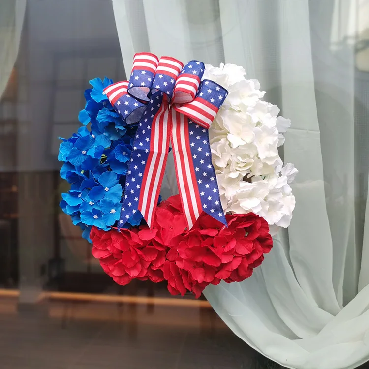 Independence Day Holiday Wreath American Flag Red White And Blue Decorative Wreath Home Window Wall Party Artificial Supplies