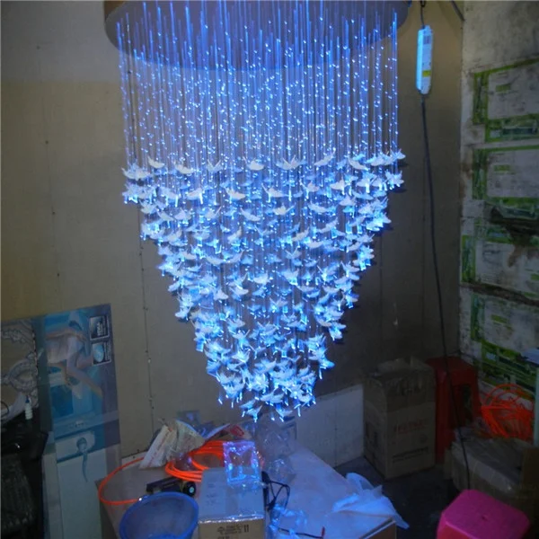 Free shipping fiber optic warm white butterfly chandelier dia85cm height1.5m