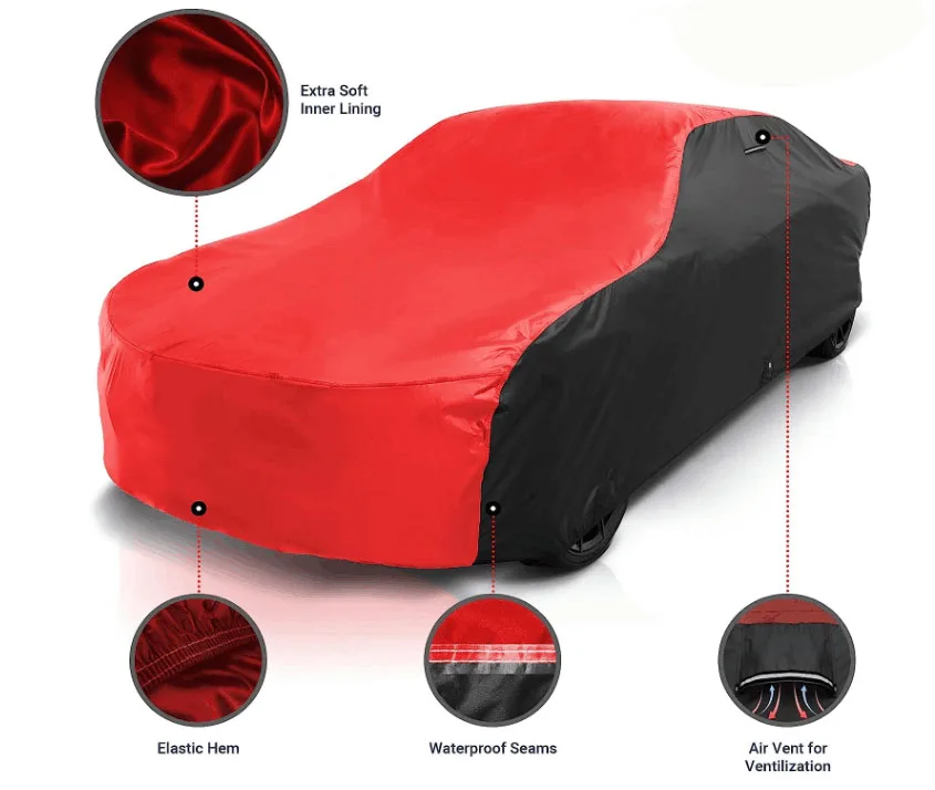HOTO Outdoor Full Car Cover Waterproof Dustproof Windproof UV Protective Cover Made of PVC and Oxford Fabric