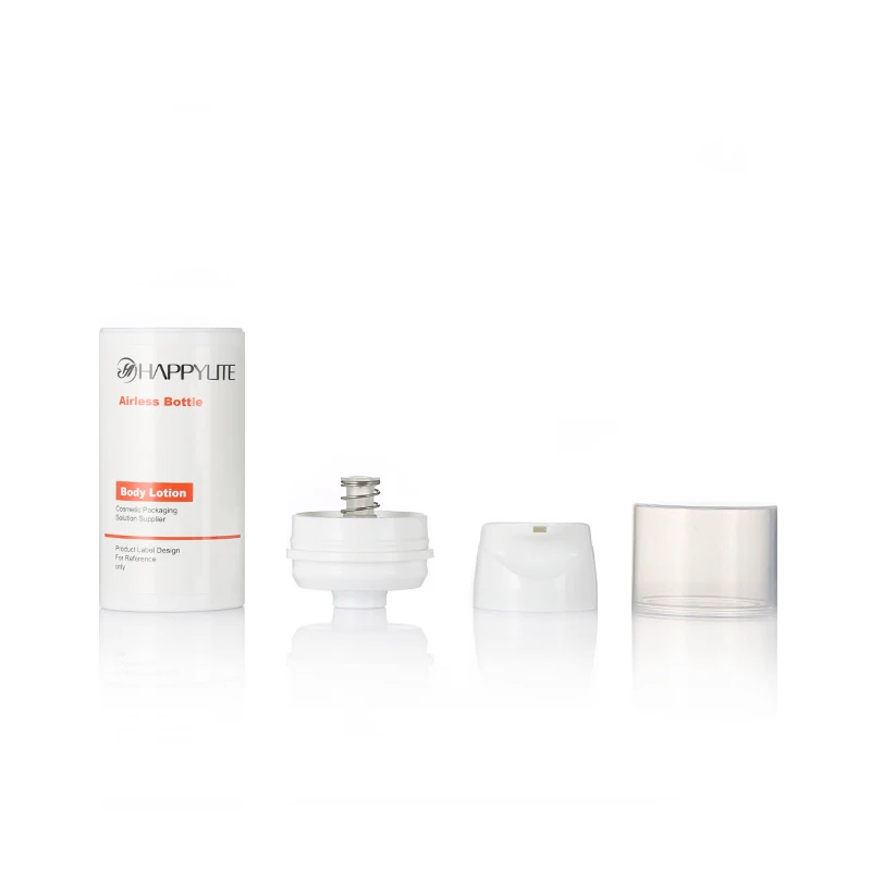 Private Label 30ml 50ml 80ml Round smooth White PP Cosmetic Plastic Airless Pump bottle