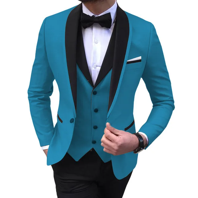 2024 Hot Sale Oem Luxury Latest Design 3 pieces set Professional Black White Slim fit Coat Pant Casual Formal Suit For Men
