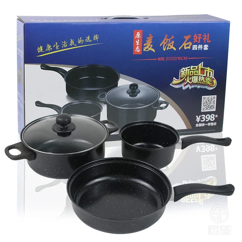 Special offer wholesale cheap 3pcs Cooking Pot Casserole Fry Pan Sauce  Pan with Glass Lids Cookware Set