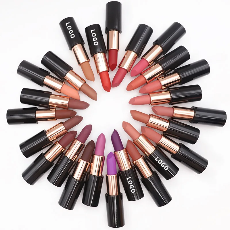 Wholesale Lipsticks Halal Lipstick Low Moq Lip Custom Made Logo Diamond nude Vegan Matte Sparkling Lipstick