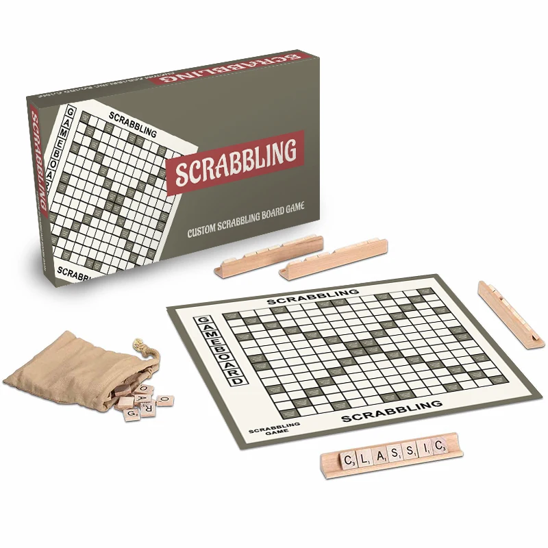 Пользовательские scrabbles настольная игра оптовая продажа пластиковых плиток и карточных игр