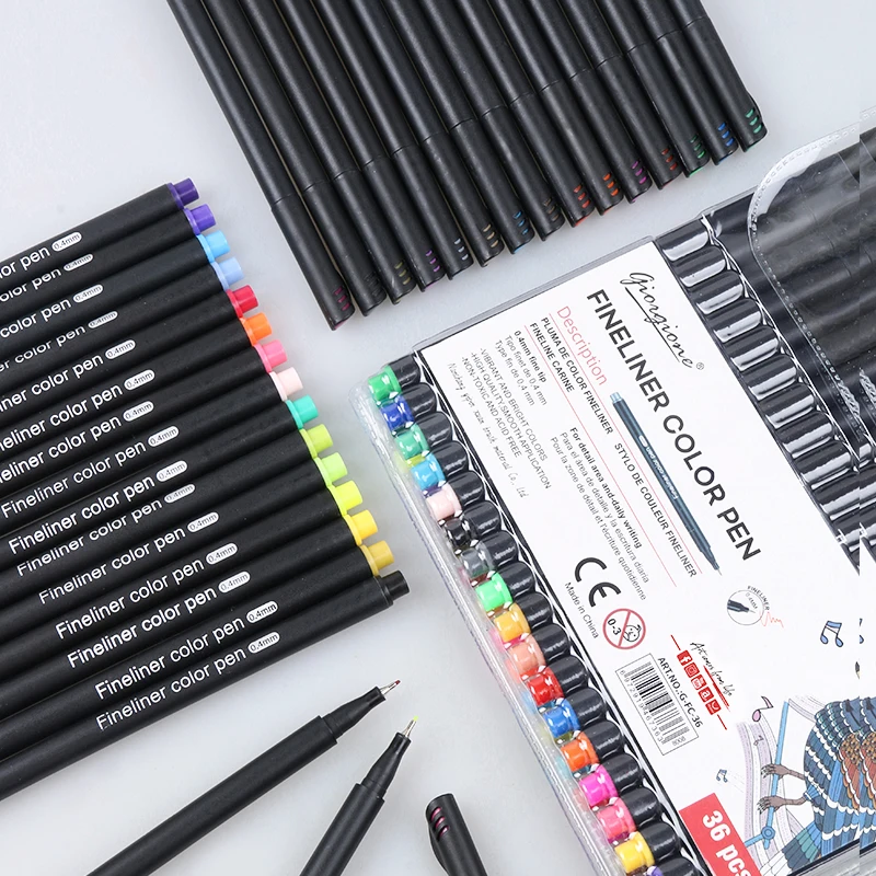 Giorgione Custom 0.4 mm Head Colorful Drawing Fineliner Color Pen 48 Colors Fine Point Marker Pen Set For Students
