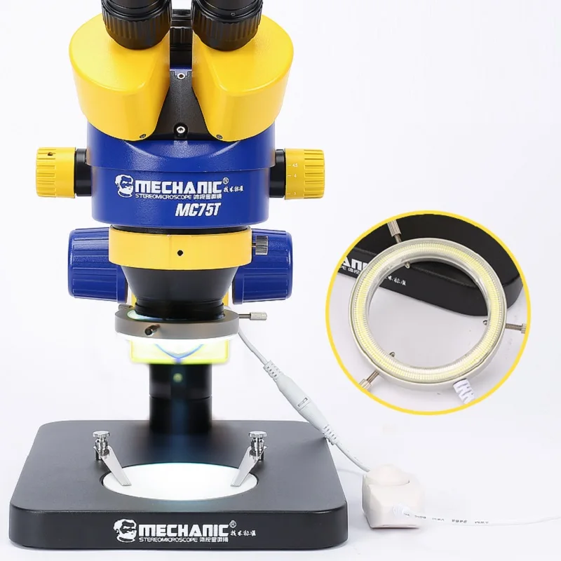 MC75T-B1 Industrial three-eye stereoscopic microscope 7-45X continuous zoom observation platform mobile phone repair microscope