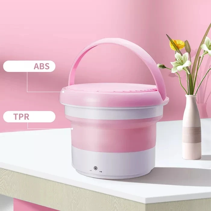 Mini washing machine silicone water folding washer bucket Collapsible Foldable automatic underwear washing machine for baby