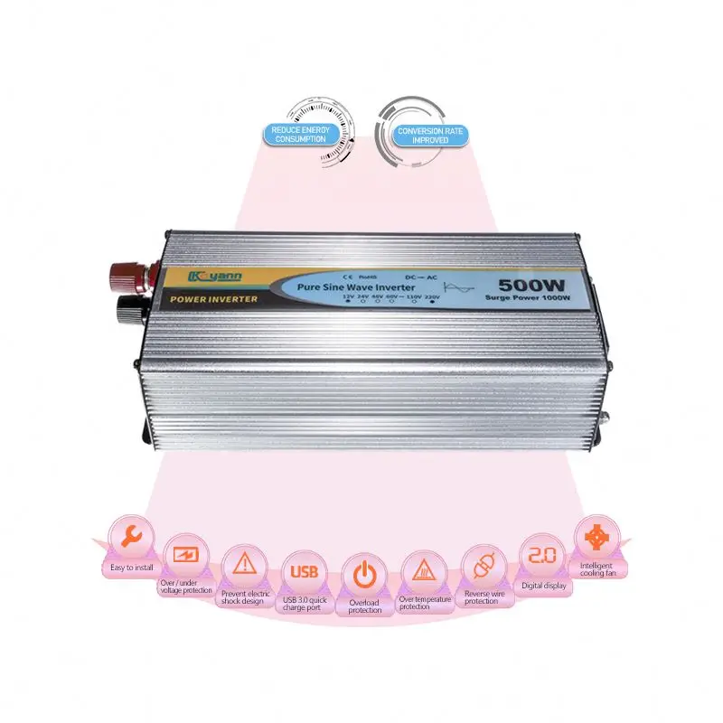 Factory Price Inverter Aluminum Alloy Shell Inverter 24V 220V 3000W Dc To Ac 5 Kva Inverter USB Port QC 3.0 With Digital Display