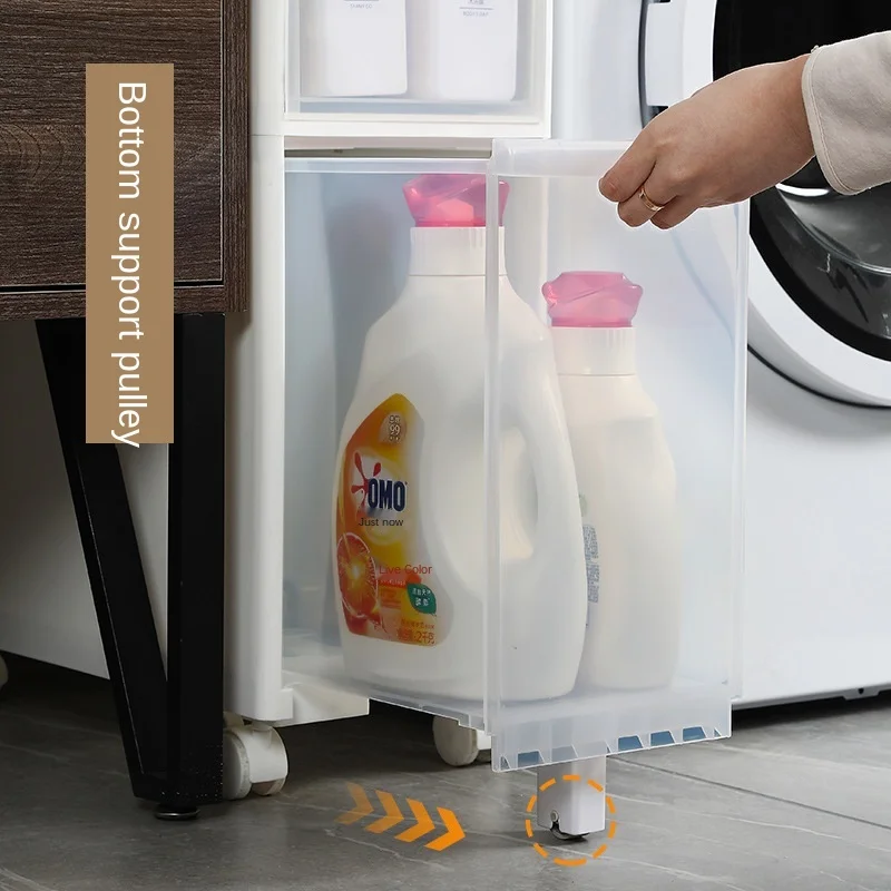 Bathroom Crevice Storage Cabinet Drawer Type Plastic Transparent Ultra-narrow Gap Cabinet Kitchen Refrigerator Crevice Rack