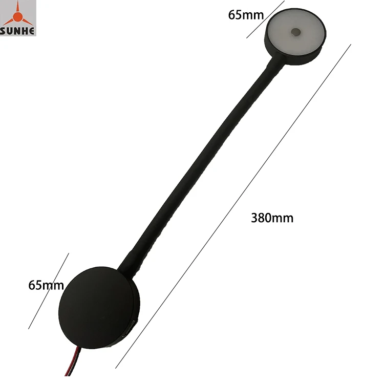 NEW designed cool white DC12V 24v black adjustable reading light for RV motohome gooseneck