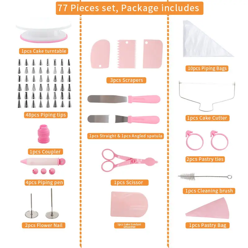 Non-slip Cake Decorating Supplies Cake Turntable Baking Tools Nozzles Piping Tips Sets Baking Tools Cake Decorating Set