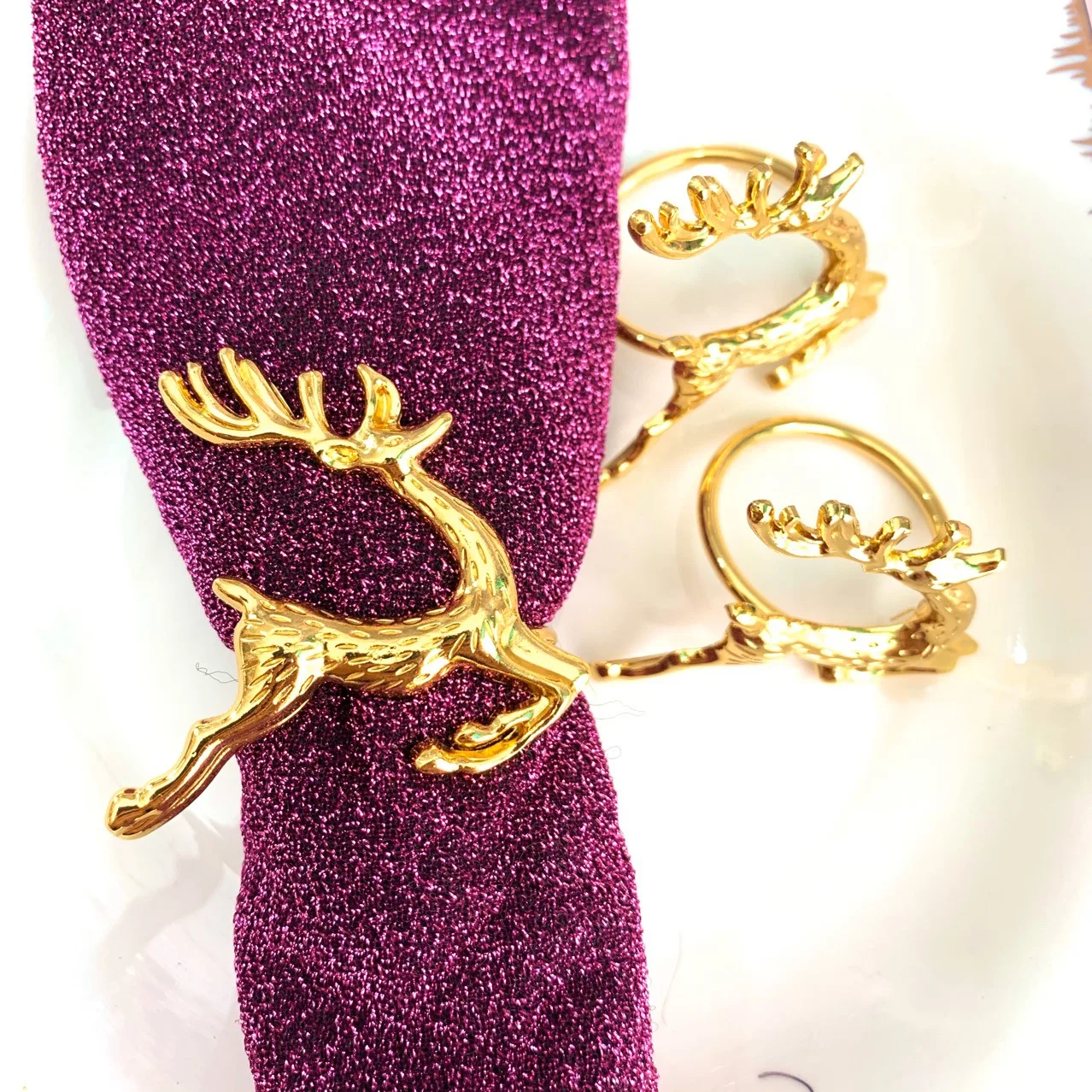 Luxury Style christmas Upgrade Sturdy Metal Napkin Rings Holder  Design Gold Napkin Rings accessories
