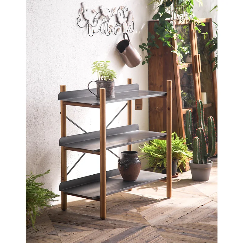 3 Tier Wood Flower Shelves Garden Multiple Corner Plant Pot Display Rack Indoor Metal Plant Stand