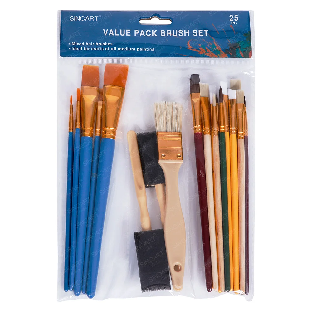 SINOART IN STOCK 25 brushes painting set cost-effective art brush set for artist materials