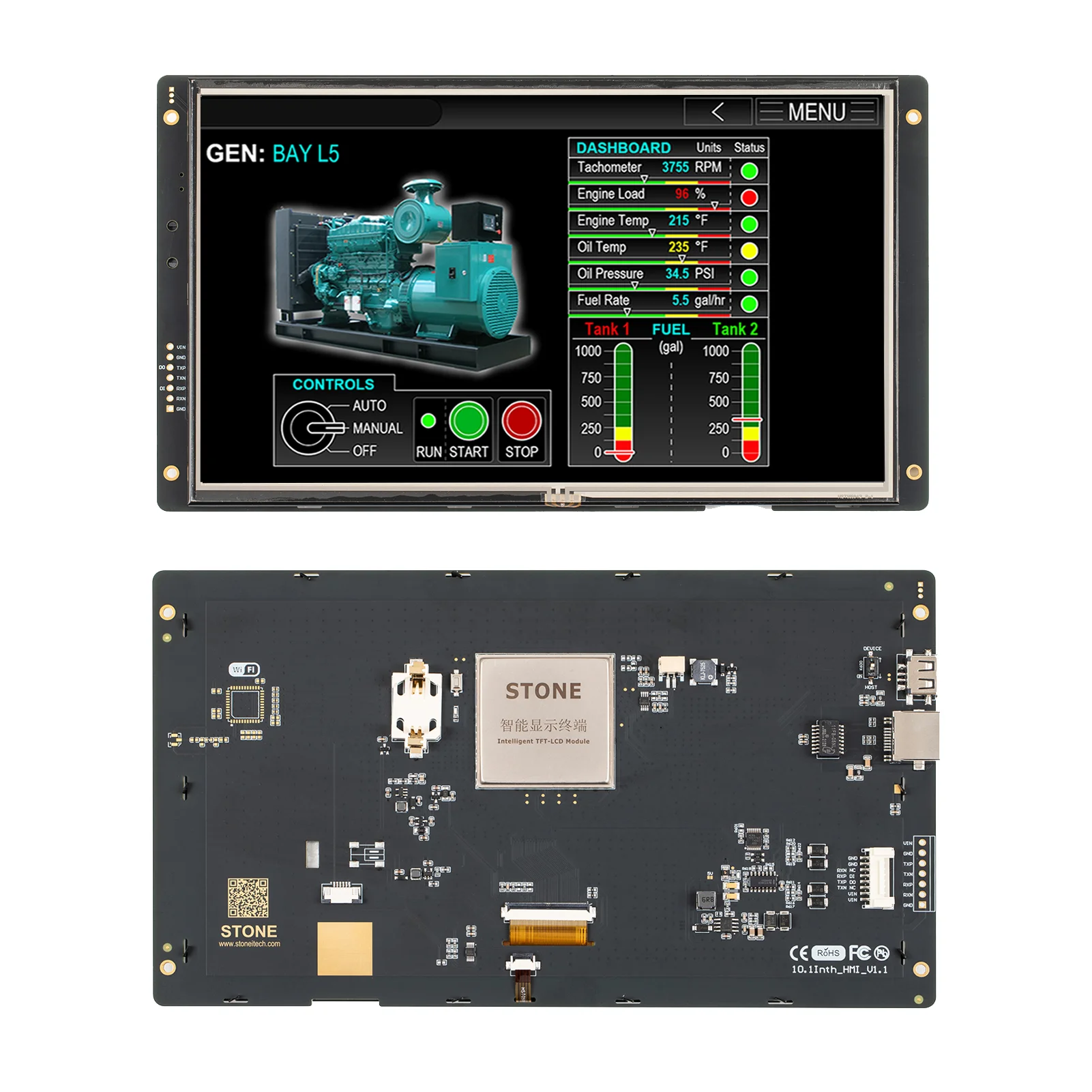 From 3.5' to 15.1' screen TFT LCD HMI Modules Raspberry Aduino RS485 232 422 TTL Json Hex Monitor Controller panel Display