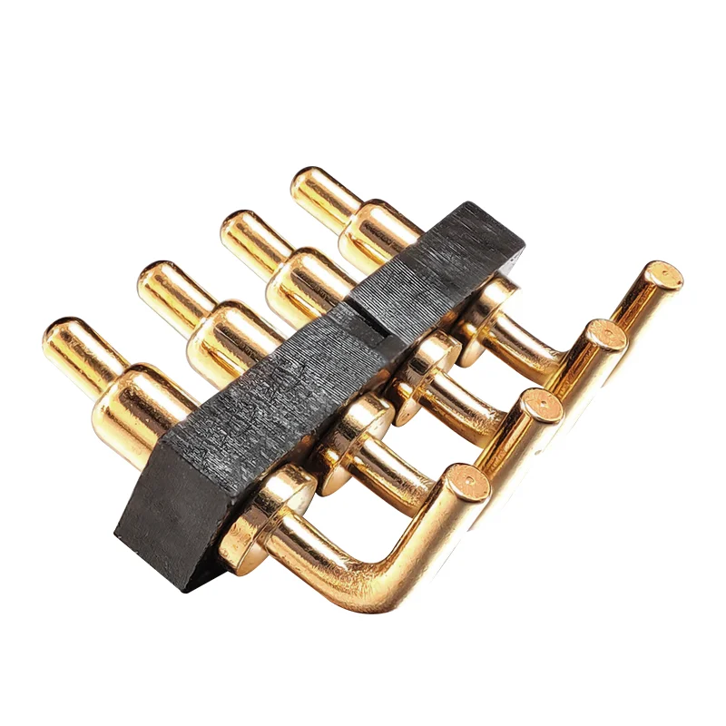 4Pin Customize Length 4 Pin Pitch 2.54mm 5V2A 12V 2A Gold Plated Dip Bend Feet 90 Degrees Straight Pogo Pin Connector