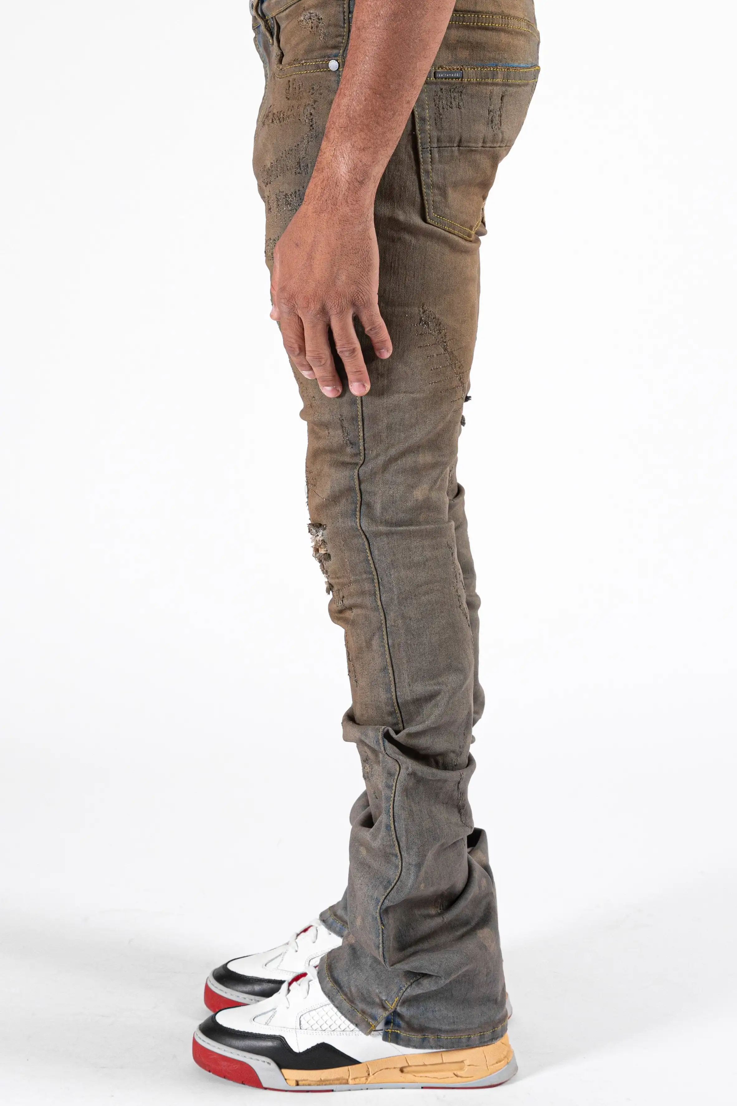 Autumn new streetwear retro hip-hop flared jeans man loose straight-leg pants wide-leg pants for men male stacked jeans men