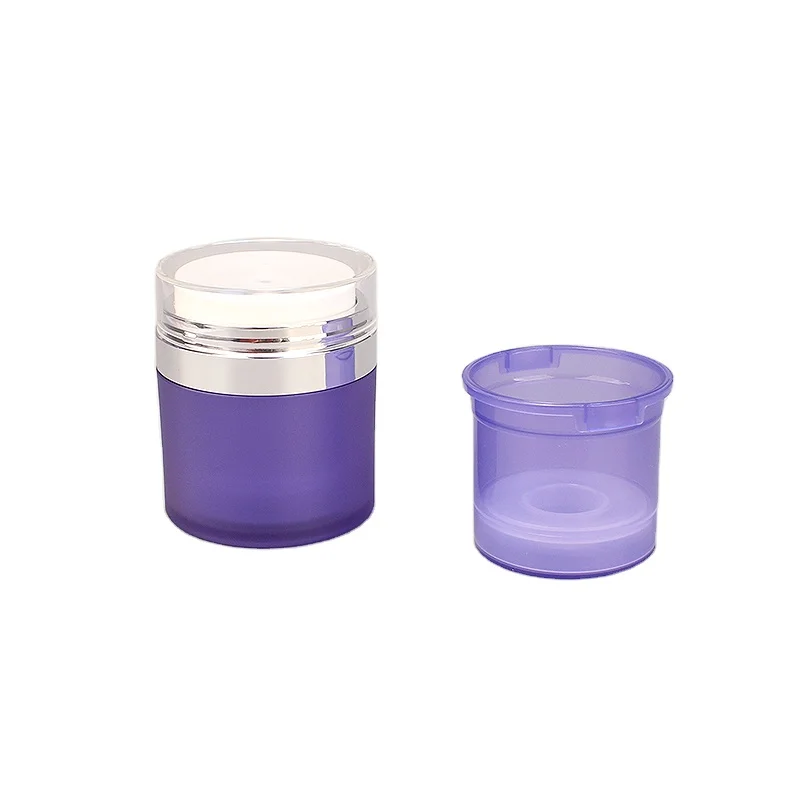 cylinder acrylic cream packaging airless jar refillable round airless pump jar refillable double wall  refillable airless jar