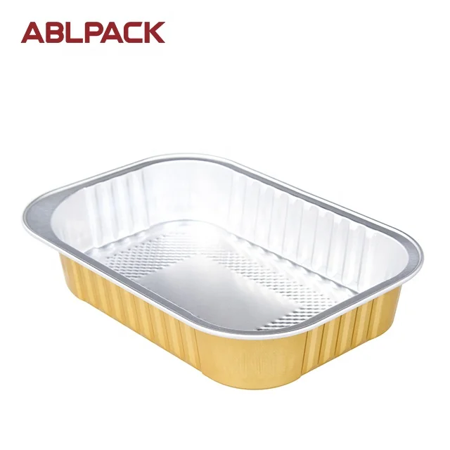 wholesale custom factory 320ml Airline container Disposable aluminium foil food containers baking pans dish plate with lid