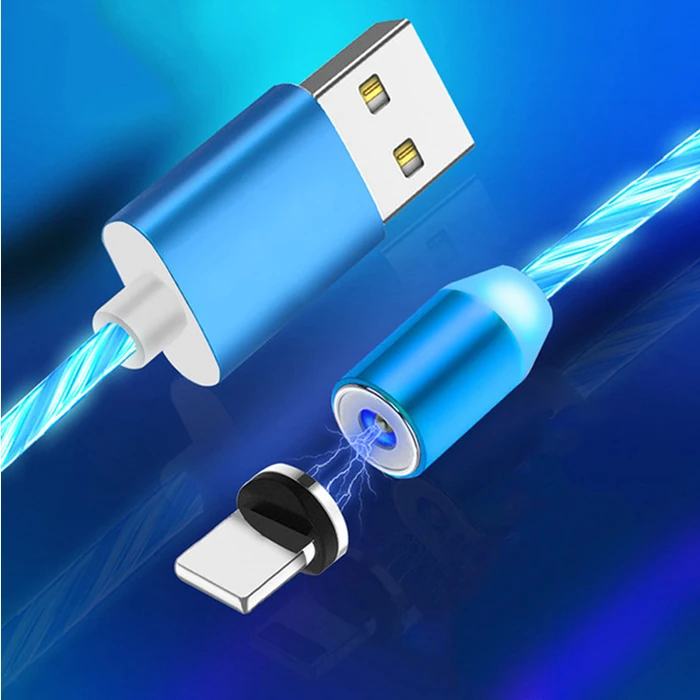 Светодиодный светящийся потоковый 3 в 1 зарядный Магнитный usb-кабель для мобильного