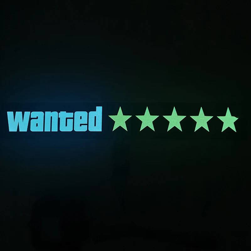 Hot selling DIY ins car stickers Wanted Light Up Led Car Window automotive Stickers GTA wanted stars decal custom sticker
