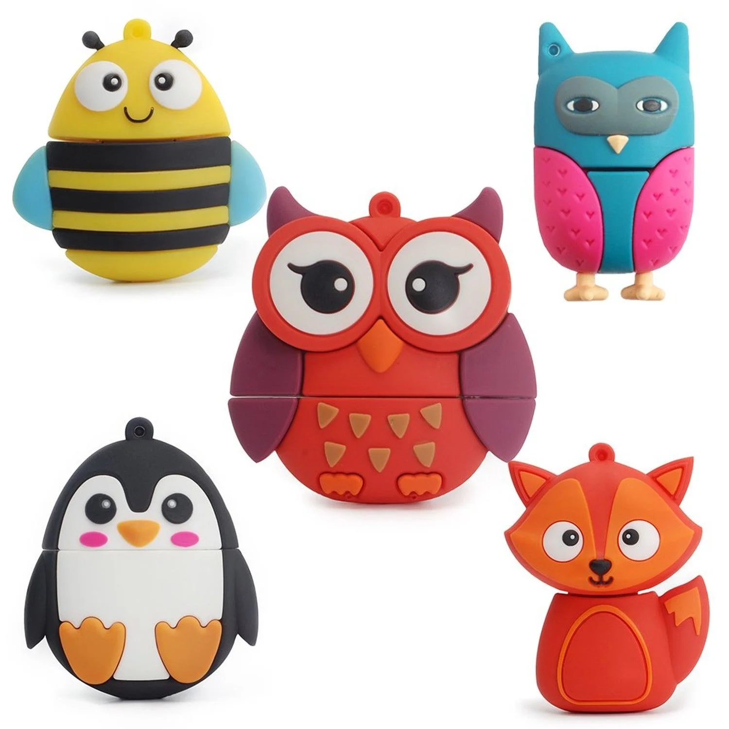 Cartoon Animal USB Flash Drive 64GB 8GB Cute Penguin Owl Bee Fox Pendrive USB 2.0 USB Stick for Business Gift