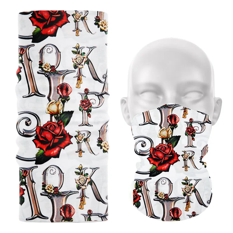 Design Fabric Wholesale Rose Floral Pattern Seamless Neck Gaiter Tube Bandana for Women