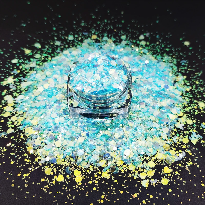 Wholesale Chunky Mix Glitters Powder Shape Glitter For Printing And Lace