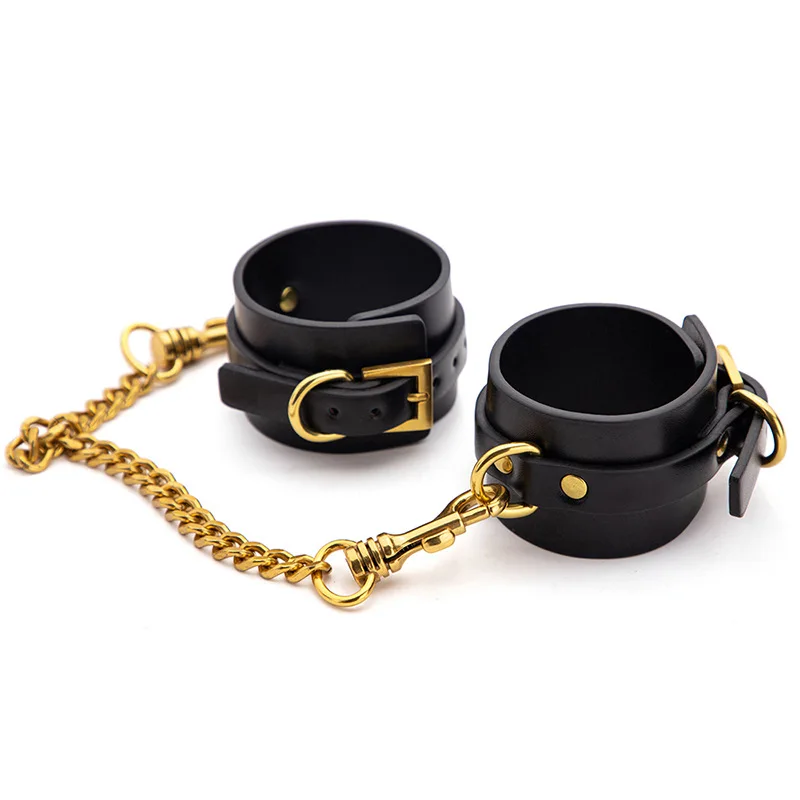 Detachable Sex Chain PU Wrist Leather Handcuffs Bracelet Leg Anklet Cuffs Adjustable Role Play Exercise Bands