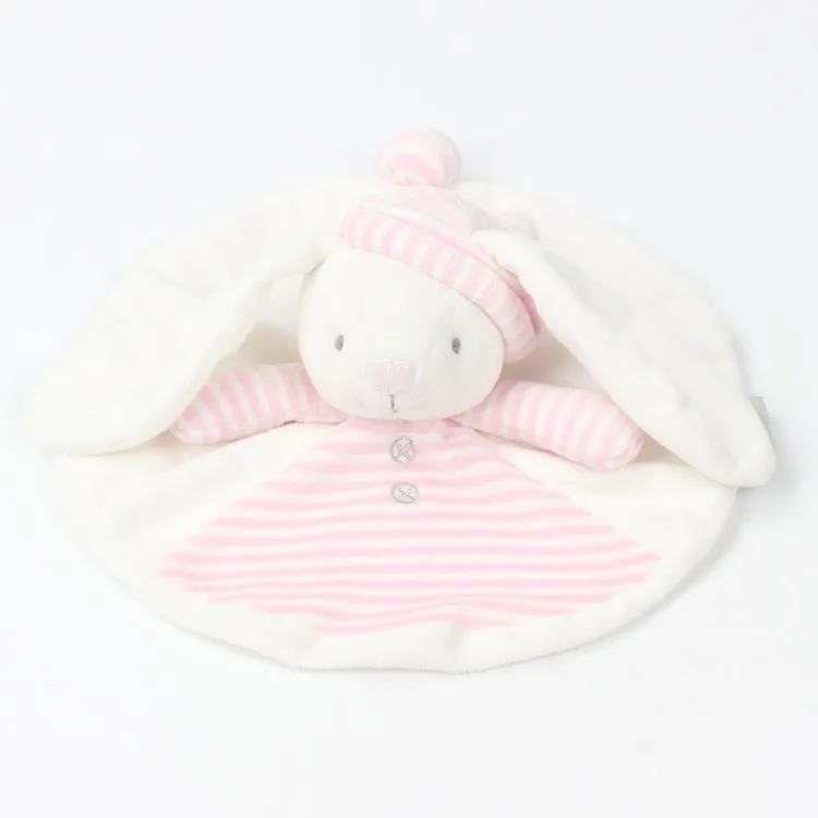 2021newest High quality lovely rabbit baby blanket plush animal head security baby blanket
