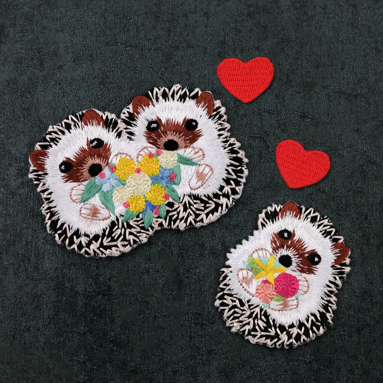 Hot Selling Hand Embroidered badge Hedgehog Embroidery Patches For Clothing luggage Custom Embroidered ortho evra patchPatches