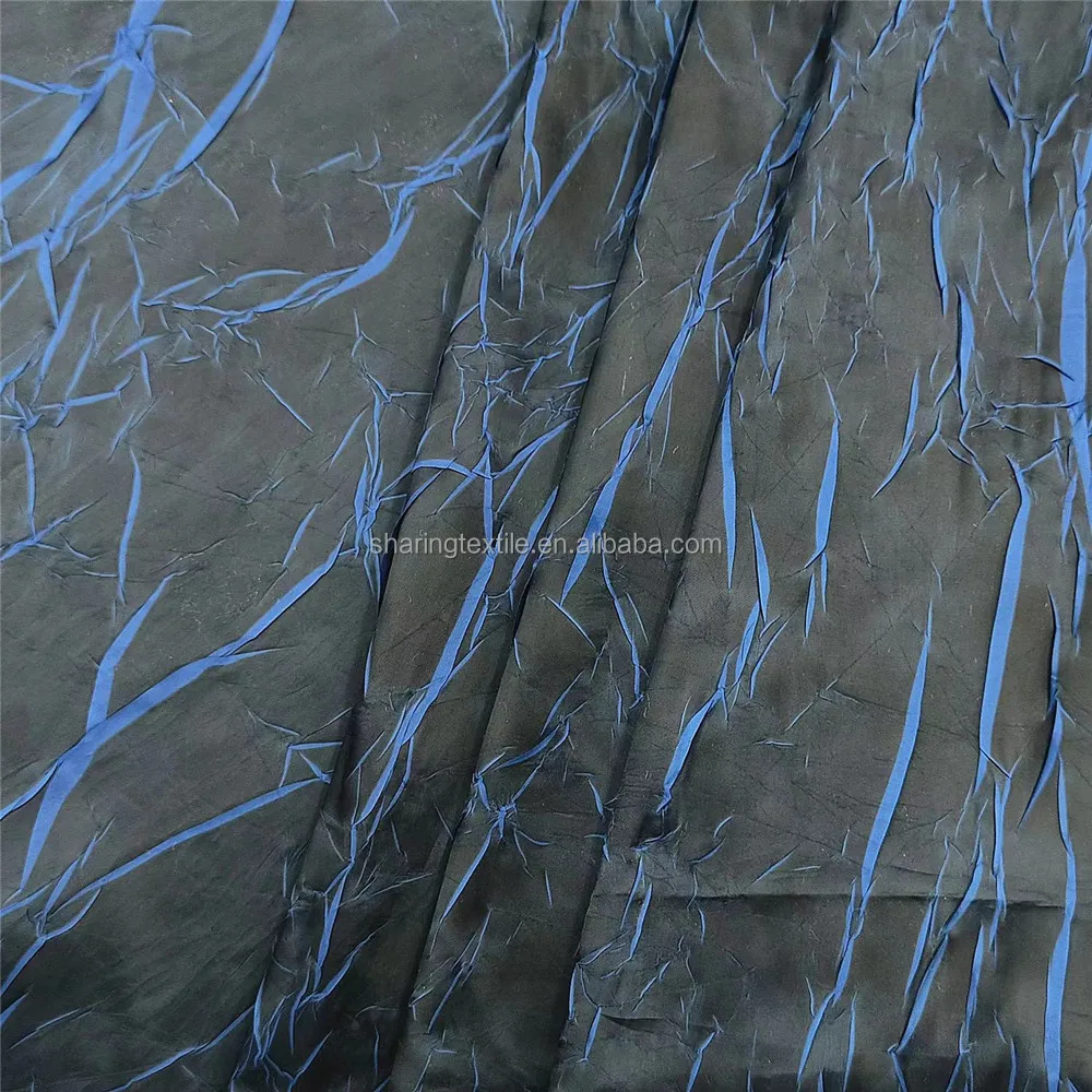 Melange Two Tone Fluorescent Printed Lightning Rumpled Wrinkled Polyester Taffeta Fabric For Windbreaker Down Jacket