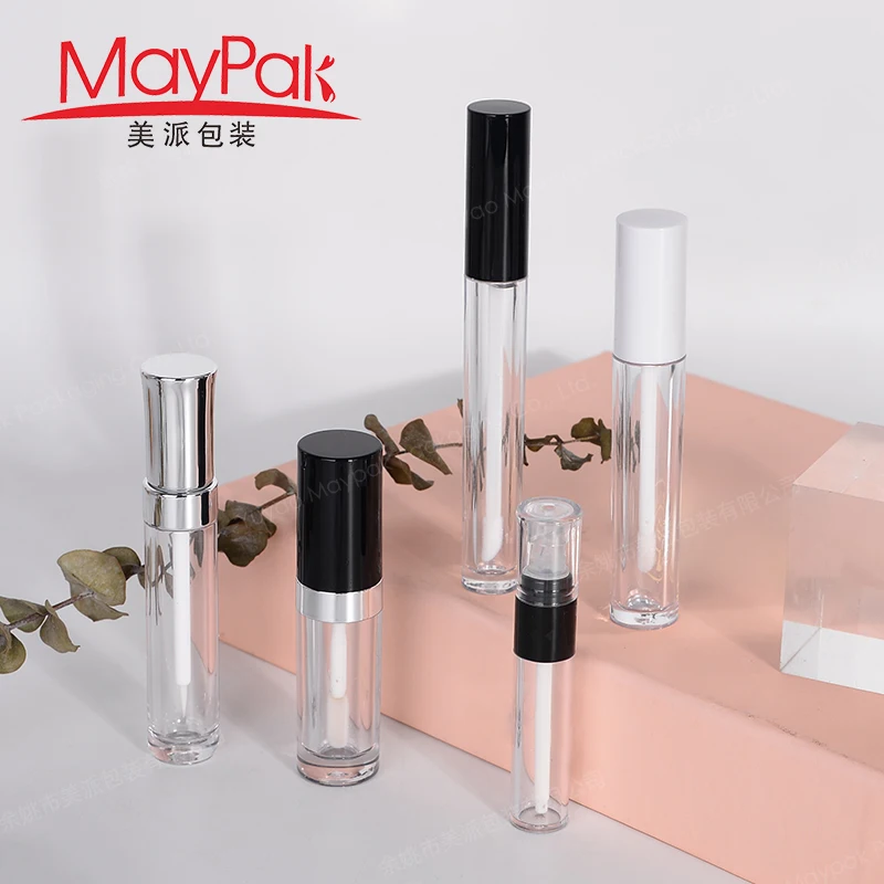 2021Hot new design 5ml lipgloss tubes custom wholesale empty clear cylinder  lip gloss tubes container