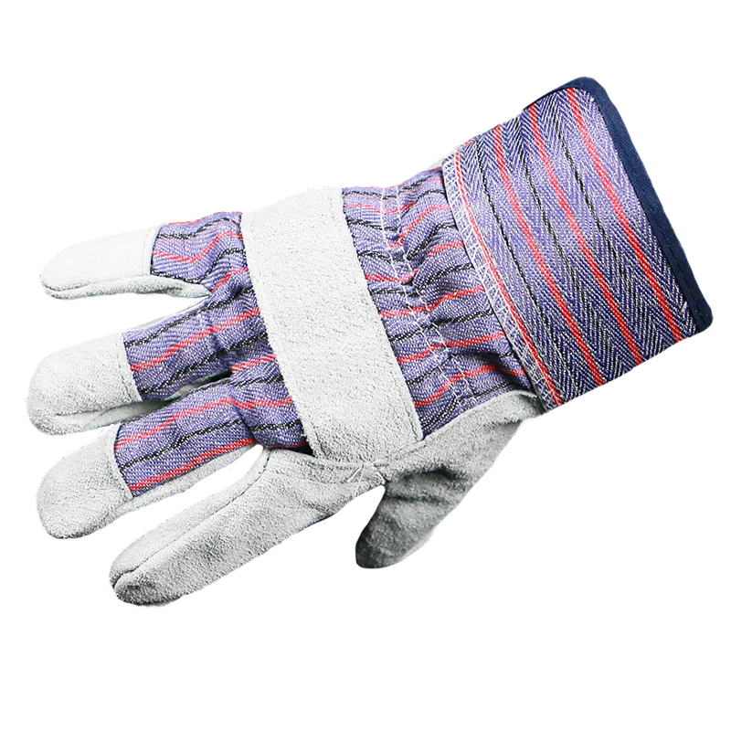 Wholesale Economy cow split hand protective  Leather Palm Canvas Safety Cuff Tig Welding Gloves Sell Work Gloves