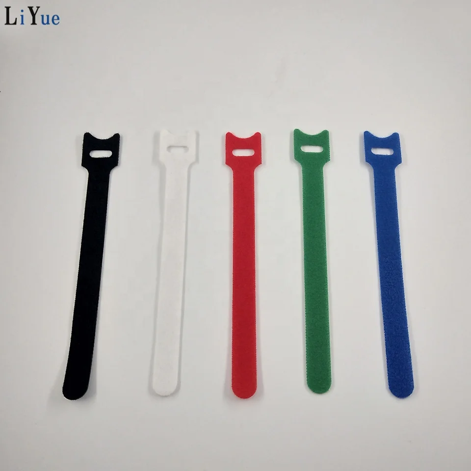 hook for fish logo custom Black Cable Connectors hook and loop cable tie strap back to back ribbon