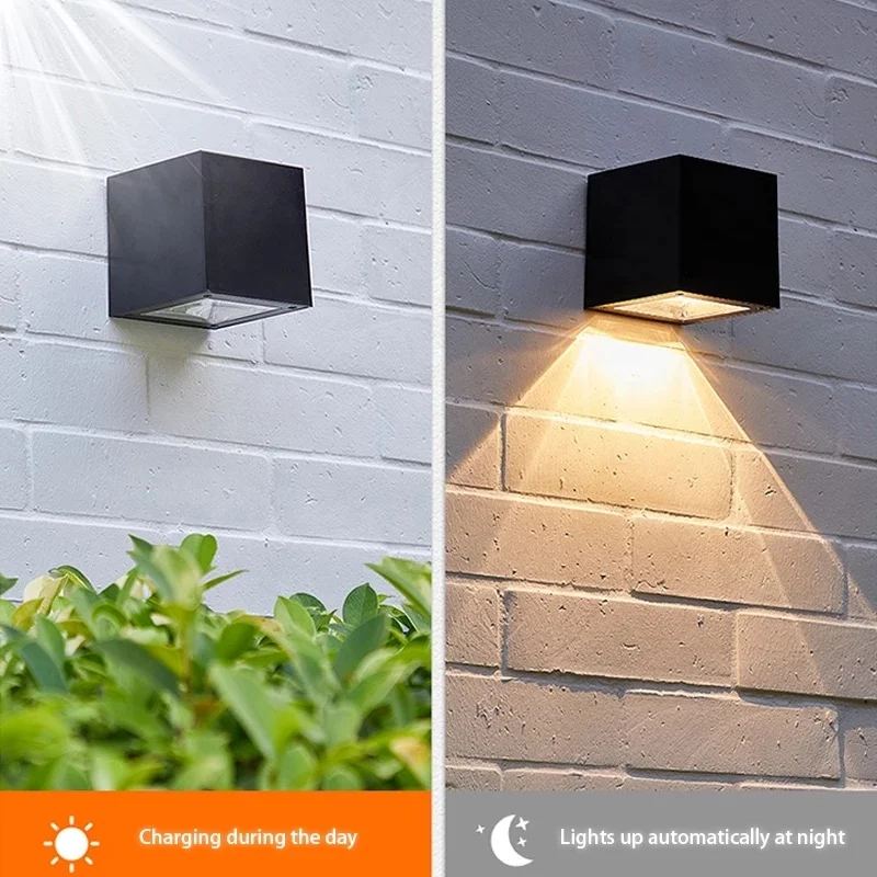 Solar wall lamp modern style outdoor waterproof suitable for garden porch lighting spotlight
