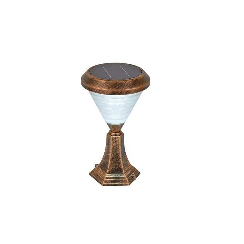 
aluminum pole pc lampshade solar pillar lights outdoor led garden post top gate light 