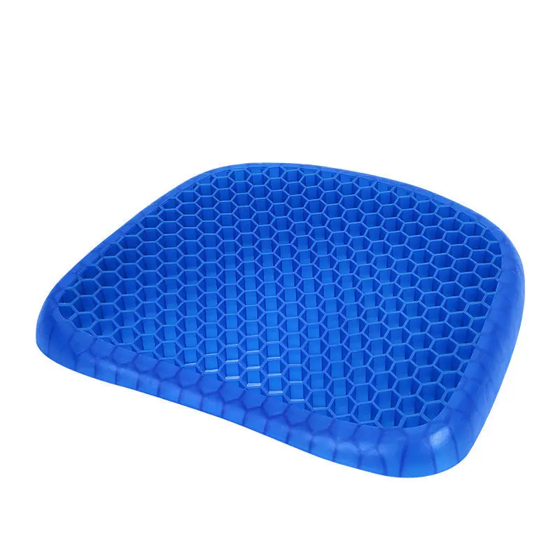 Blue TPE Gel Seat Cushion for long sitting with non slip cover