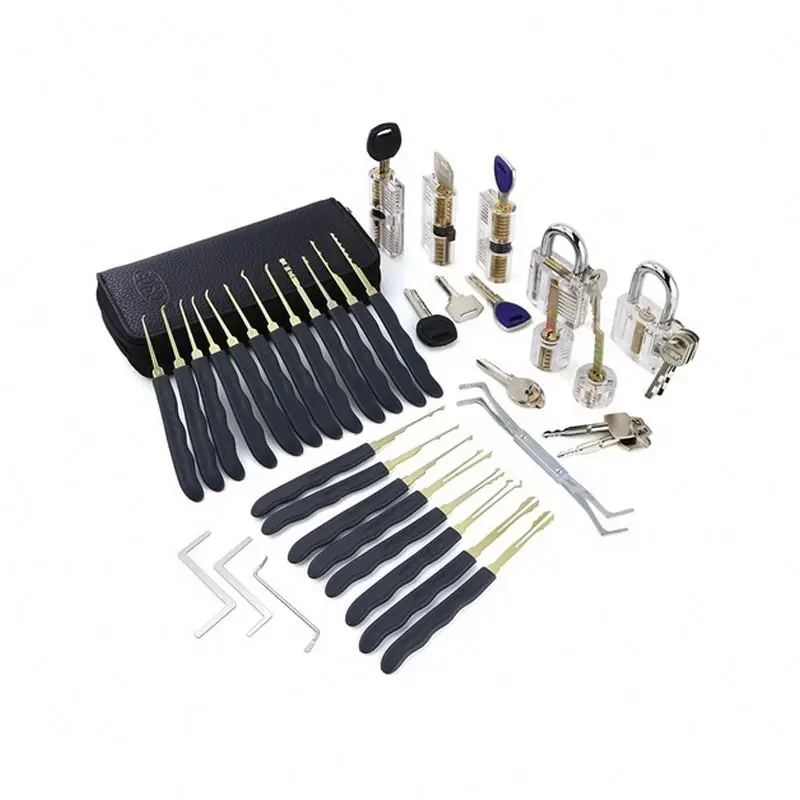 7Pcs Transparent Practice Lock 24Pcs Diy Stainless Steel Lock Pick Set Locksmith Door Opener Bump Key Lockpicking Locksmith Tool