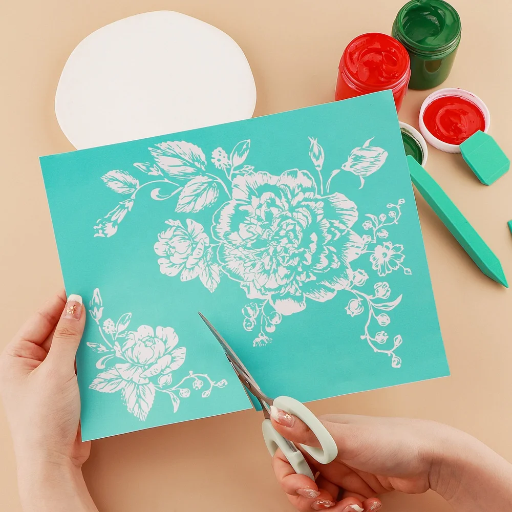 WBG Washable Reusable Mesh Stencils Transfer Chalk Paint Stencils Painting on Wood, Home Decor, Chalkboard, Ceramic