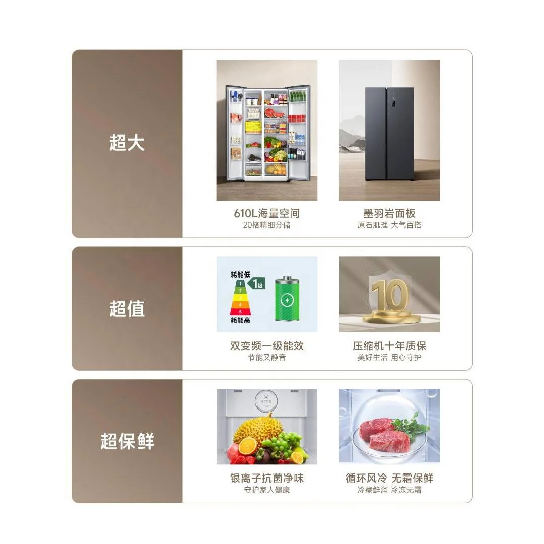 Xiaomi Mijia 456L  Air-cooled and frost-free Dual Frequency 36dB Low noise operation household frost top-freezer refrigerators