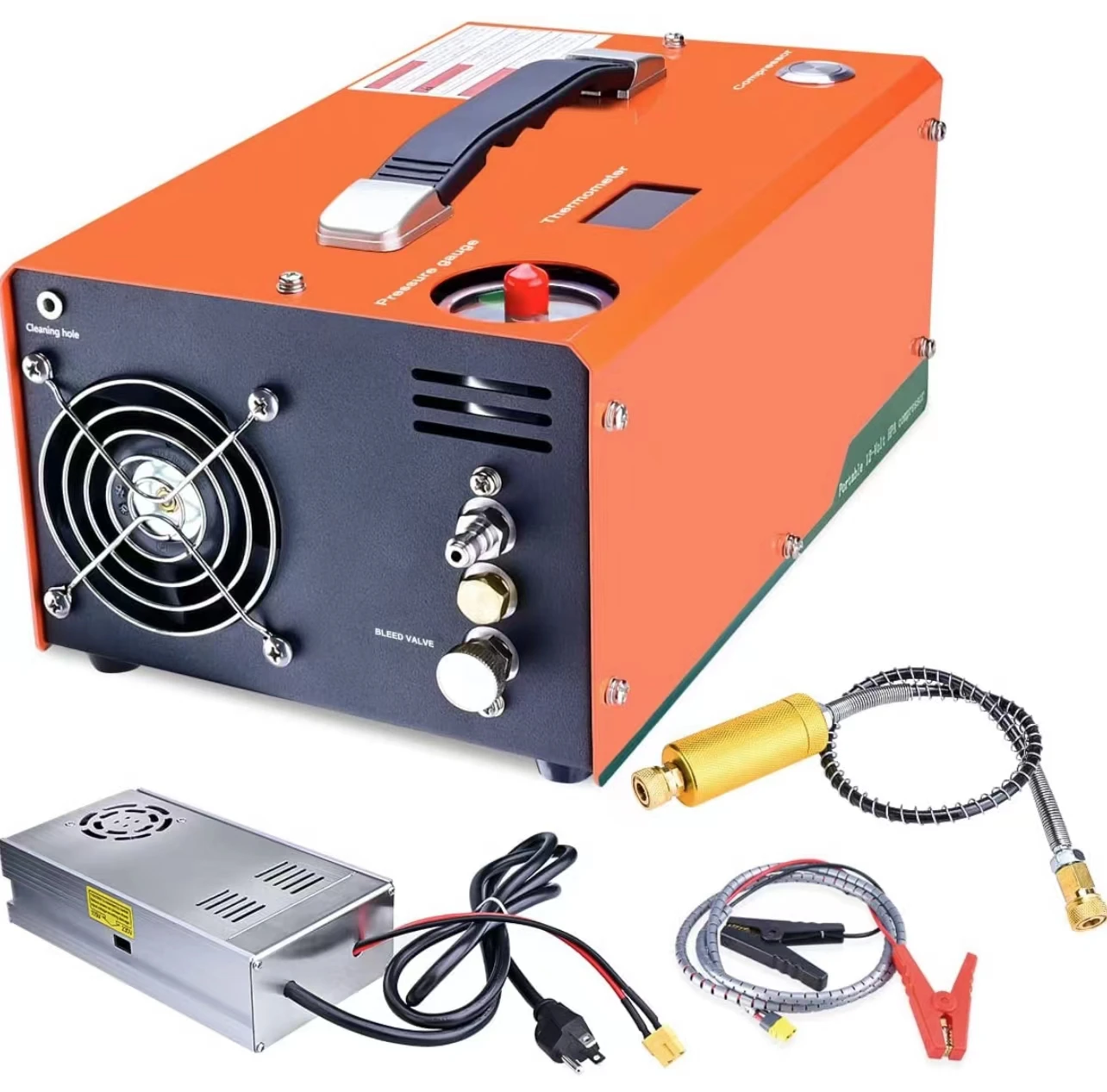 PCP compressor automatically shuts down 4500Psi/30Mpa oil-free/water-free set pressure, external power adapter pcp pump