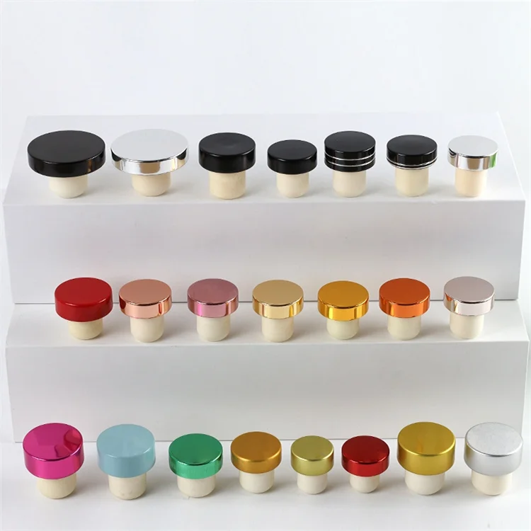 Custom Logo Synthetic Cork Stopper Zinc Alloy T Shape Cork Stopper For Liquor Whisky Wine Bottle Stopper