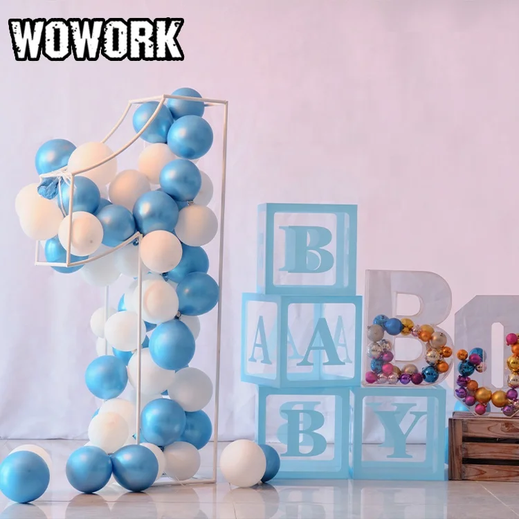 2021 WOWORK fushun waterproof wedding props event decoration baby shower custom Metal frame letter of balloons